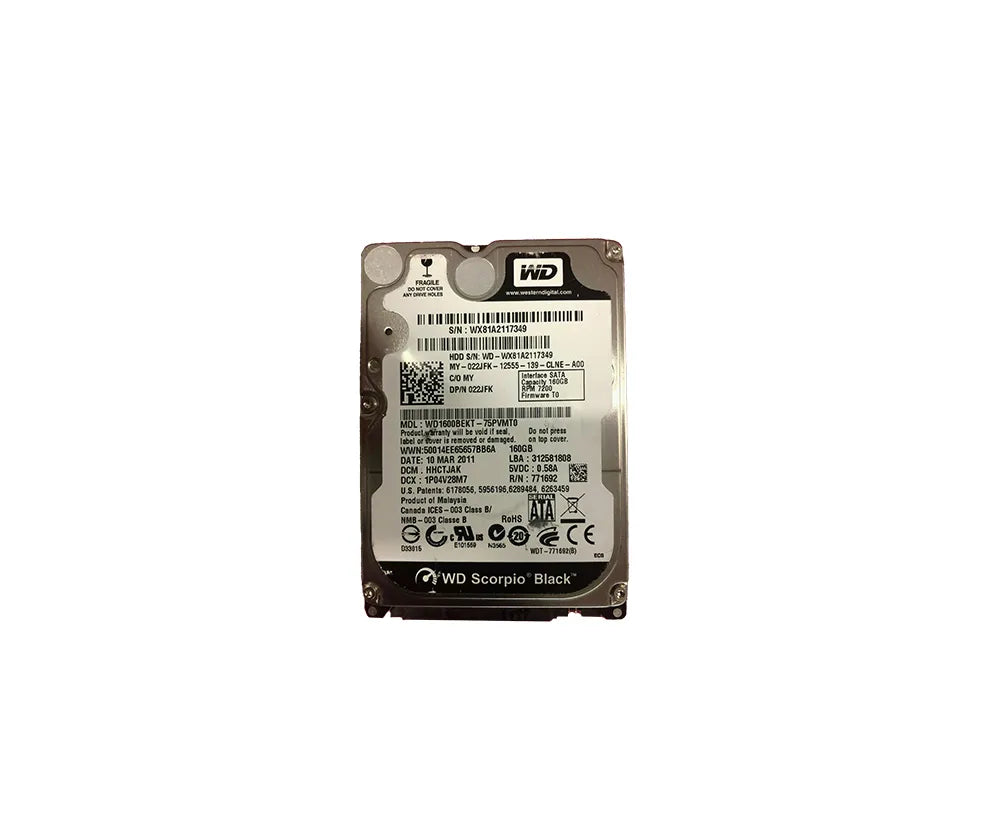 Dell 022JFK 160GB 7200RPM SATA 3Gb/S 16MB Cache 2.5-Inch Hard Drive Dell Part Number: 022JFK