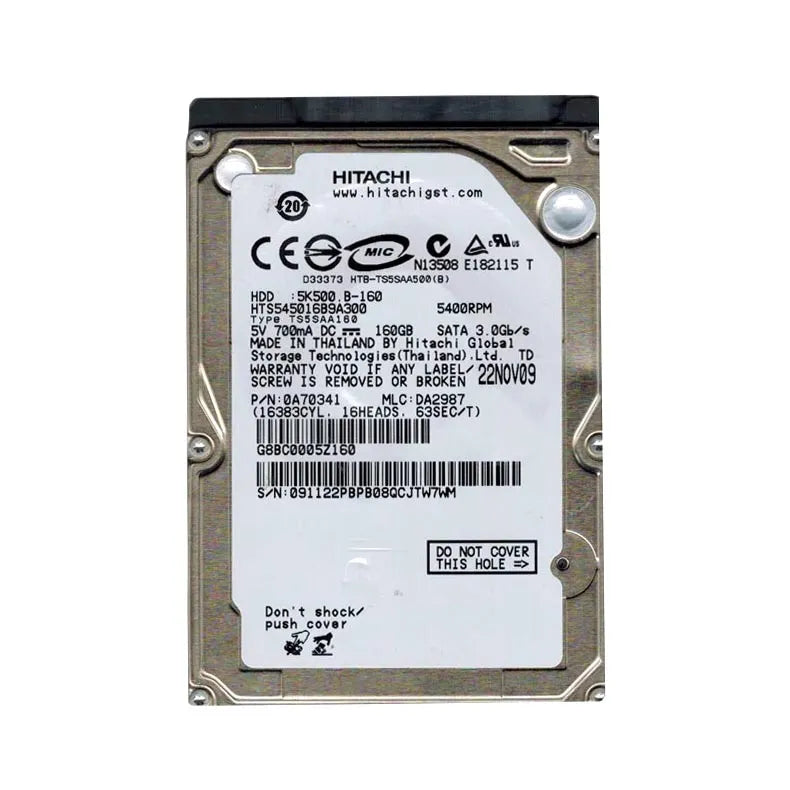 Hitachi 0A70341 Travelstar 5K500.B Series 160GB 5400RPM SATA 3Gb/S 8MB Cache 2.5-Inch Hard Drive Hitachi Part Number: 0A70341