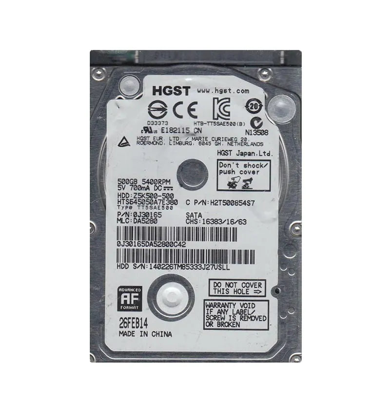 HGST 0J30165 Travelstar Z5K500 Series 500GB 5400RPM SATA 3Gb/S 8MB Cache 2.5-Inch Hard Drive HGST Part Number: 0J30165