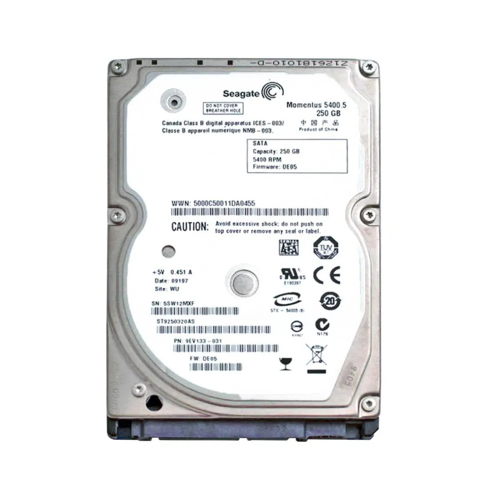 Seagate 9EV133-031 Momentus 5400.5 Series 250GB 5400RPM SATA 3Gb/S 8MB Cache (CE) 2.5-Inch Hard Drive Seagate Part Number: 9EV133-031