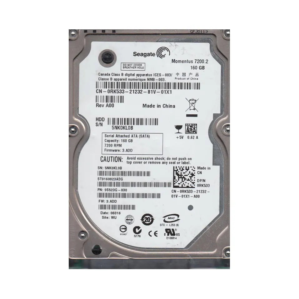 Seagate 9S523G-030 160GB 7200RPM SATA 3Gb/S 2.5-Inch Hard Drive Seagate Part Number: 9S523G-030