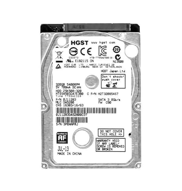 HGST HTS545032A7E380 Travelstar Z5K500 Series 320GB 5400RPM SATA 3Gb/S 8MB Cache 2.5-Inch Hard Drive HGST Part Number: HTS545032A7E380