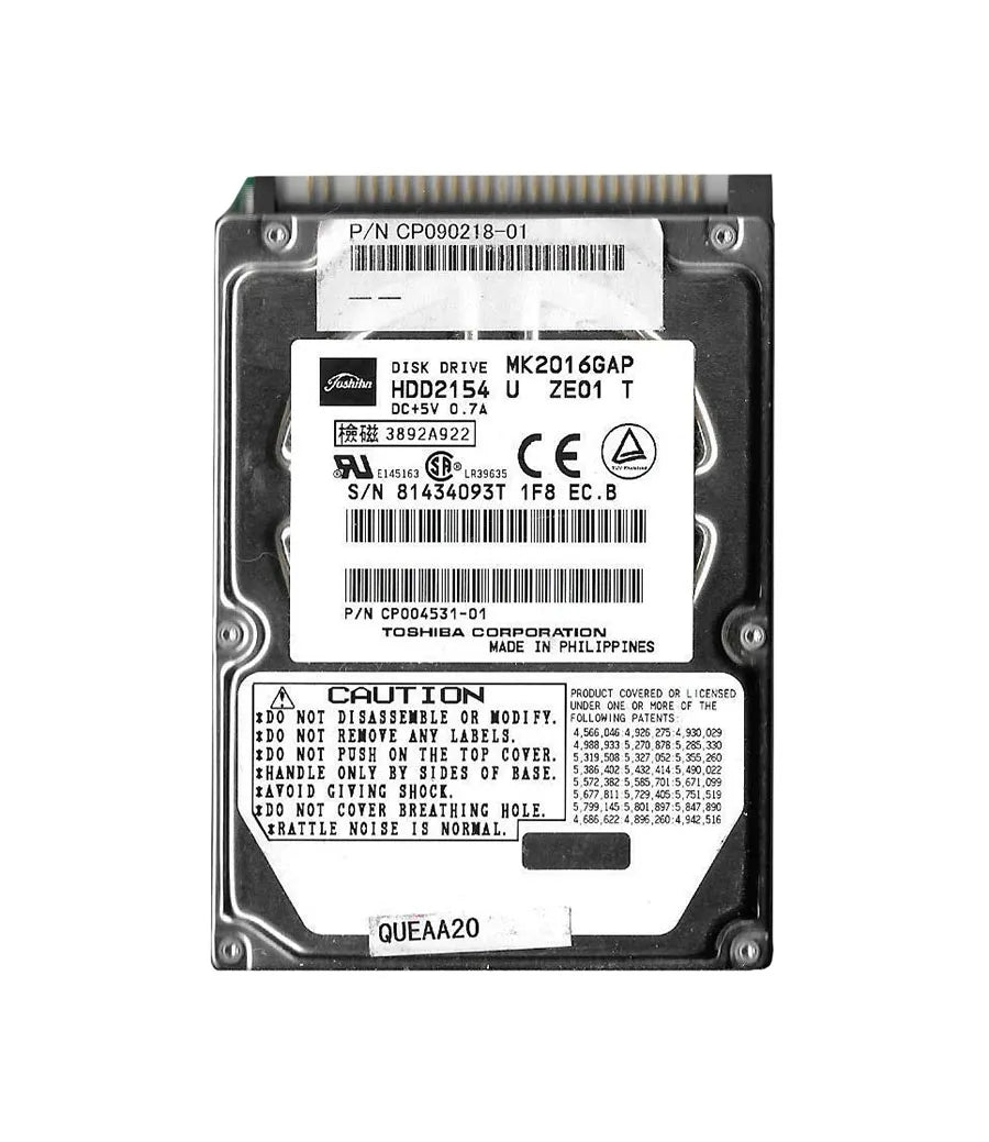 Toshiba MK2016GAP 20GB 4200RPM IDE Ultra ATA/66 (ATA-5) 2MB Cache 2.5-Inch Hard Drive Toshiba Part Number: MK2016GAP